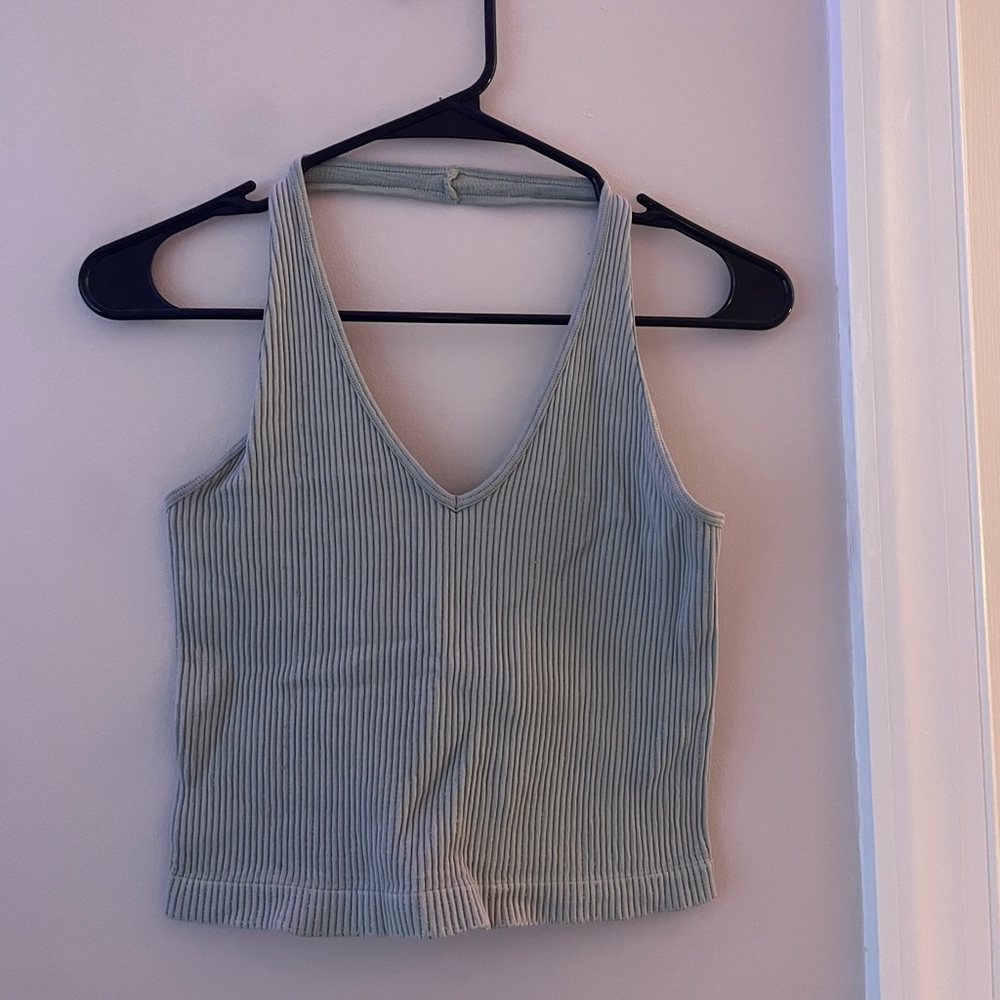 sage green halter top
